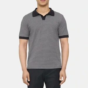 Polo Shirt in Striped Cotton Piqué Sz M